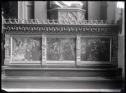 Panneaux peints de l'église de La Croisille (Eure), représentant l'Annonciation, la Nativité et l'Adoration des Rois mages.