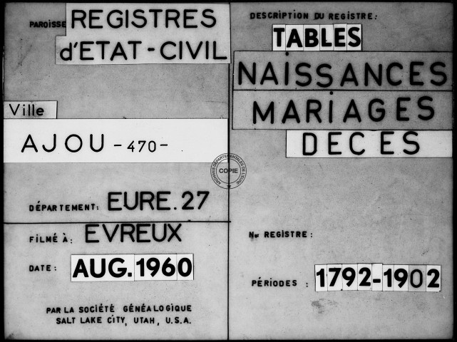 Tables (1792-1902)