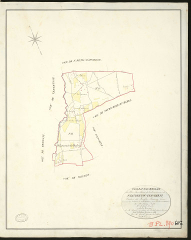 Saint-Laurent-du-Tancement. Tableau d'assemblage _ du Plan Parcellaire de la Commune de Saint-Laurent-du-Tancement _ Canton de Broglie - Bernay - Eure. _ Terminé sur le terrain le 13 juillet 1831, sous l'administration _ de M. Passy, Préfet _ M. Godin, Maire _ et sous la Direction _ de M. Marel, Directeur des Contributions directes _ M. LeFébure, Géomètre en chef _ Par M. Girard, Géomètre de 1ere classe.
