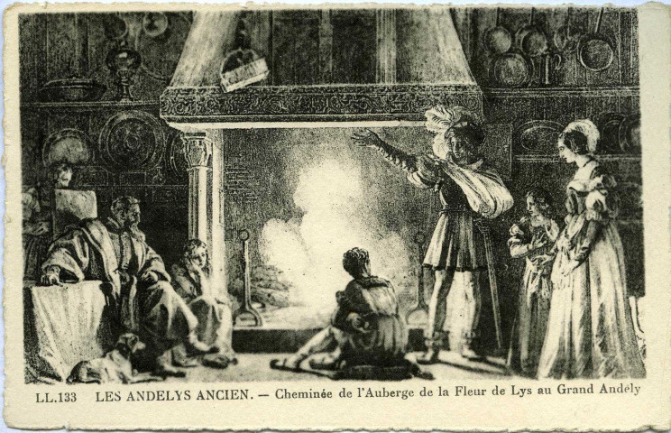 Andelys (Les). Cheminées de l'Hôtel de la Fleur de lys aujourd'hui Hôtel du Grand Cerf.