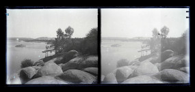 Rochers sur les bords du Nil (Égypte).