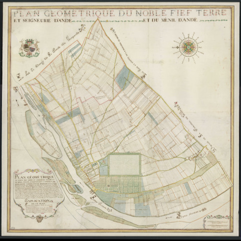 Andé - 1- "Plan géométrique du noble fief et seigneurie d'Andé et du Mesnil-d'Andé appartenant à Henri-Joseph Vachier…" * 2- Plan terrier d'une partie de la seigneurie d'Andé. *