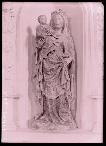 Statue de Vierge à l'enfant de l'église de Vatteville (Eure).