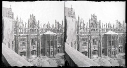 Palais de justice de Rouen (Seine-Maritime), endommagé par les bombardements de la seconde guerre mondiale.
