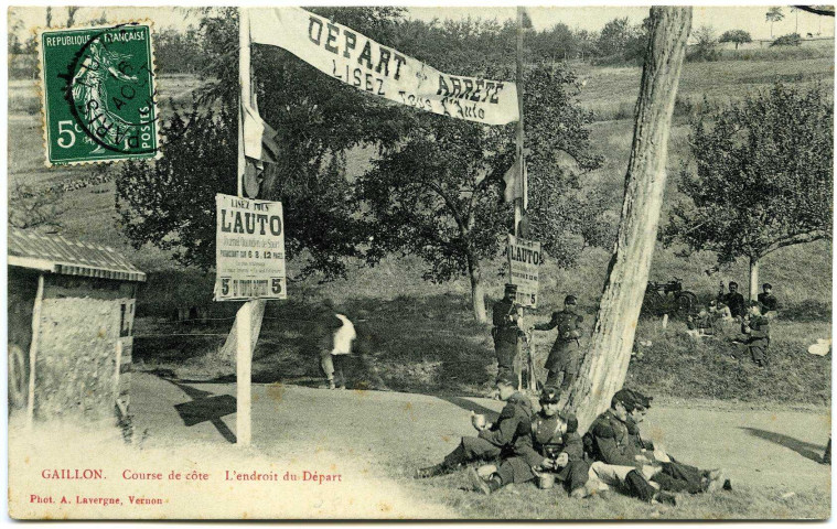 Gaillon. Course de côte - L'endroit du départ.
