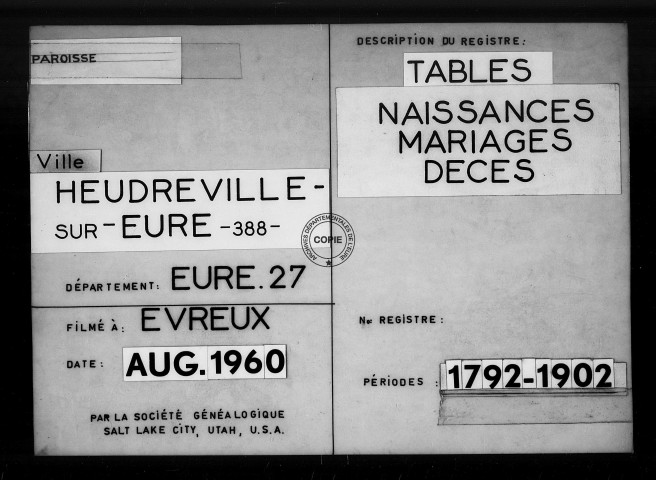 Tables (1792-1902)