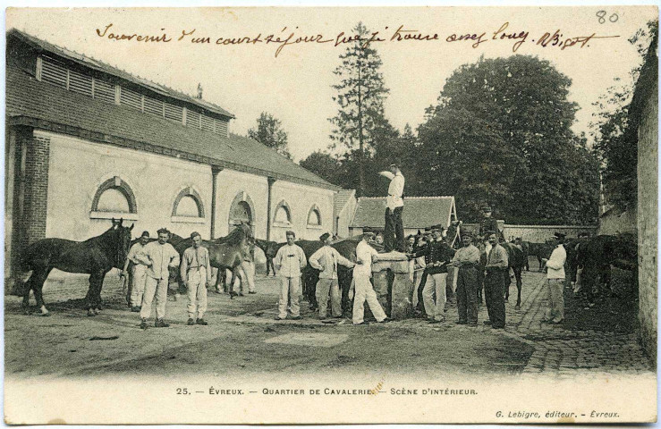 Evreux-Ville. Quartier de Cavalerie - Scène d'Intérieur.