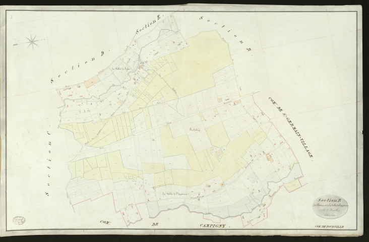 Tourville-sur-Pont-Audemer. Section B _ du Château et de la Vallée de l'Egyptienne _ 1re de 2 Feuilles