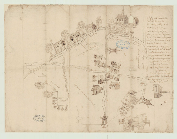 Amfreville-la-Campagne - "Prieuré de Fresne. Deux plans de Saint-Aubin-de-Fresne". *