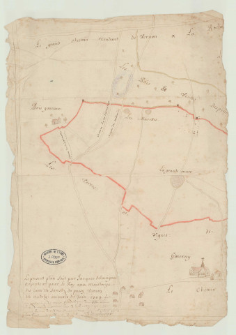 Giverny – Chapelle-Saint-Ouen – Sainte-Geneviève-Lès-Gasny - "Plan des communes despendantes de la paroisse de Giverny". *