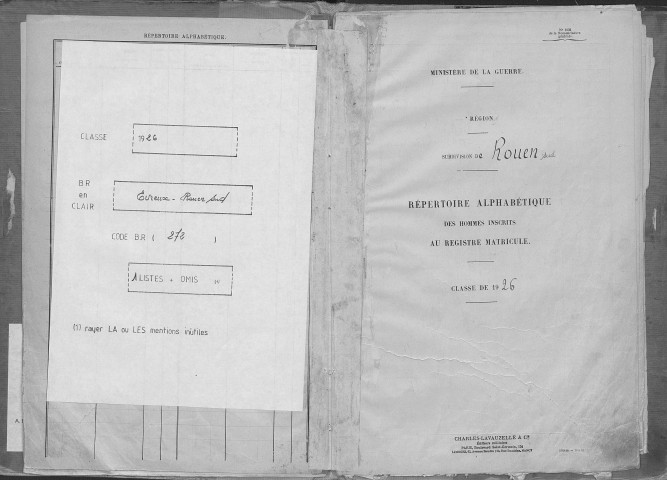 Rouen sud. Répertoire alphabétique (1926)