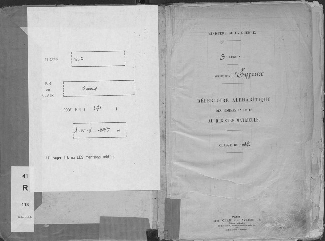 Evreux. Répertoire alphabétique (1912)