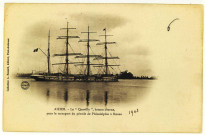 Aizier. Le Quevilly, bateau citerne pour le transport du pétrole de Philadelphie à Rouen.