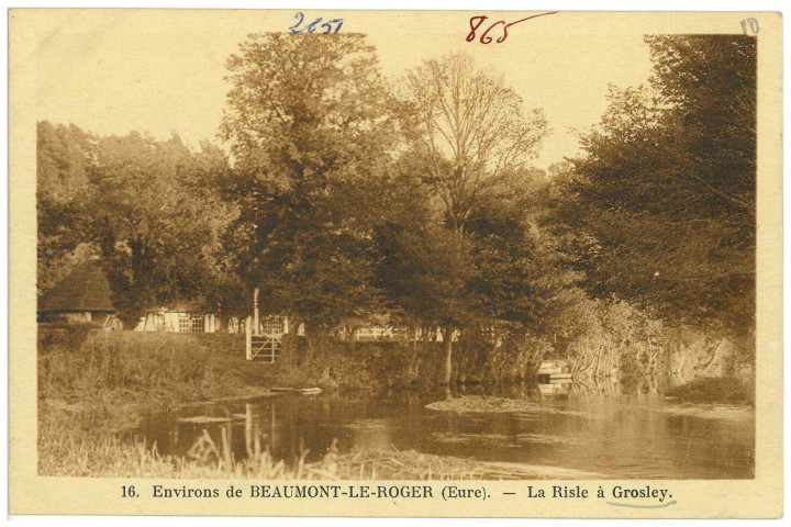 Grosley-sur-Risle. Environs de Beaumont-le-Roger (Eure). - La Risle à Grosley.