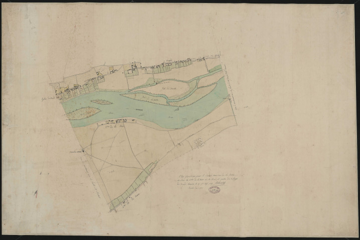 Cours de la Seine à Muids - "Plan topographique du cours de la Seine au village de Muids".