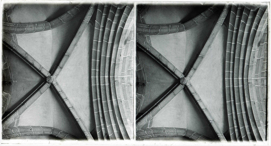 Détail des voûtes d'une salle de l'abbaye du Mont-Saint-Michel (Manche).