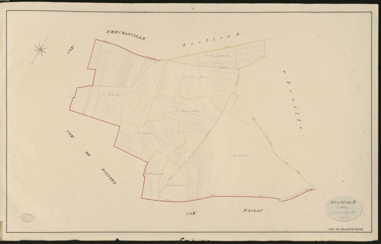 Franqueville. Section B _ du Village _ 1 re de 2 Feuilles