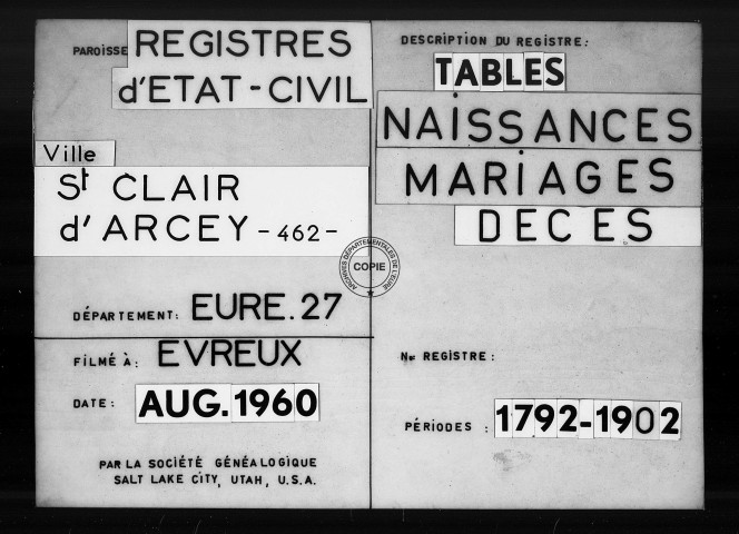 Tables (1792-1902)