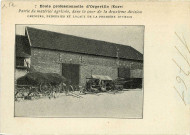 Caillouet-Orgeville. Ecole professionnelle d'Orgeville (Eure) - Partie du matériel agricole, dans la cour de la deuxième division - Greniers, Bergeries et locaux de la première division.