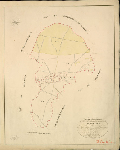 Haye-du-Theil (La). Tableau d'assemblage _ du Plan Parcellaire de la Commune de La Haye-du-Theil _ Canton d'Amfreville - Louviers - Eure. _ Terminé sur le Terrain en 1828 , sous l'administration de M. Le Vicomte Raymond Delaître , Préfet _ M. Marsolet, Maire _ sous la Direction de M.Hurtrelle, Directeur des Contributions directes _ M. Hautier, Géomètre en Chef. _ Par M. Roger, Géomètre de 1re classe.