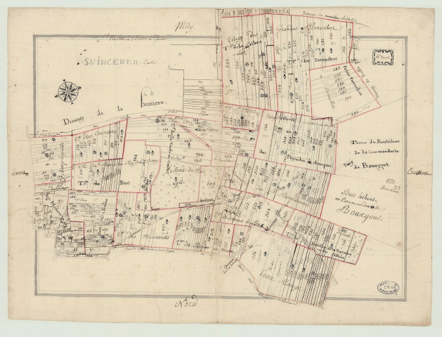 Saint-Vincent-des-Bois - Plans de la paroisse en deux atlas de 3 feuilles chacun. *