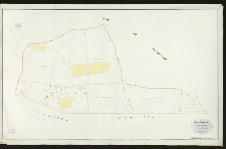 Ferrières-Saint-Hilaire. Section A _ Des Quatre Fossés _ 1ère de 3 feuilles _ Echelle de 1 à 2500