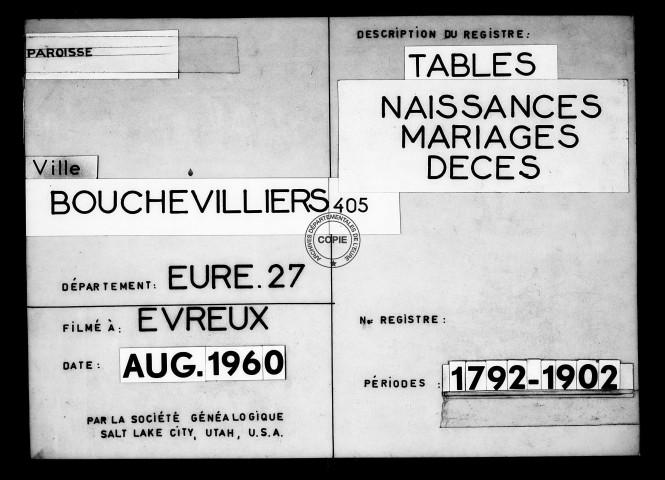 Tables (1792-1902)