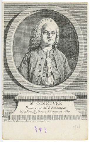 Romilly-la-Puthenaye. M. Odieuvre Peintre et M. d'Estampes. Né à Romilly Diocèse d'Evreux en 1687.