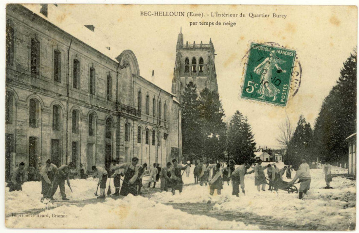 Bec-Hellouin (Le). L'Intérieur du Quartier Burcy par temps de neige.