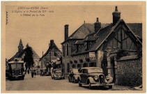 Jouy-sur-Eure. L'Eglise, et un vieux portail du XVe siècle à l'Hôtel de la Paix.