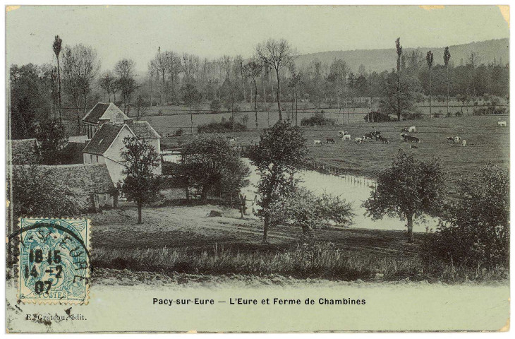 Hécourt. Pacy-sur-Eure - l'Eure et Ferme de Chambines.