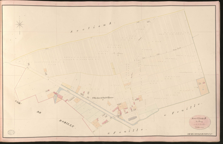 Saint-Nicolas-de-Pont-Saint-Pierre. Section B _ du Bourg _ 1re de 6 Feuilles