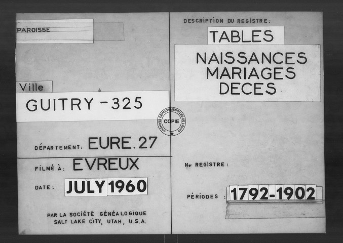 Tables (1792-1902)