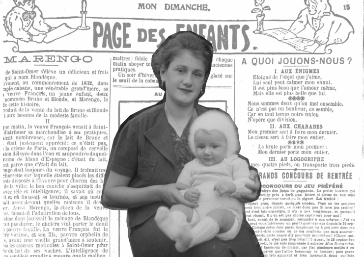 Fonds bretocq. portrait d'une femme avec un enfant sur ses genoux, cote 36 FI 1672.