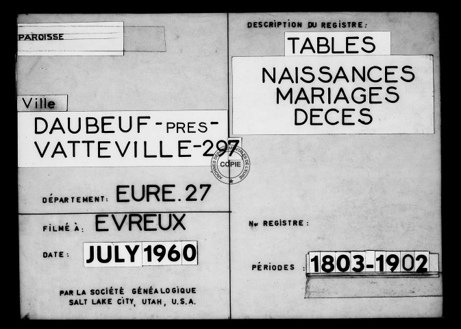 Tables (1792-1902)