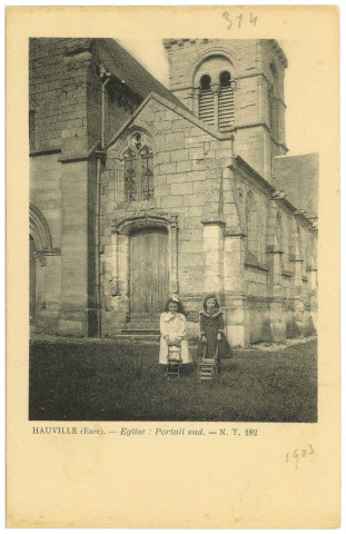 Hauville. Eglise : Portail sud.