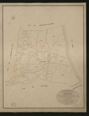 Conteville. Tableau d'assemblage _ du Plan Parcellaire de la Commune de Conteville _ Canton de Beuzeville - Pontaudemer - Eure. _ Terminé sur le terrain le 20 décembre 1833, sous l'administration de M. A Passy, Préfet _ M. Poudray, maire _ en sous la Direction de M. Marel, Directeur des Contributions directes. _ M. Le Fébure, Géomètre en Chef. _ Par M. Lenglet, Géomètre de 1re classe.