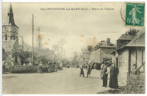 Sainte-Opportune-la-Mare. Place de l'Eglise.