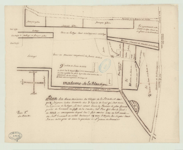 Glos-la-Ferrière – Couvains – Saint-Pierre-de-Sommaire (Orne) - Plans de la seigneurie de La Broudière. *