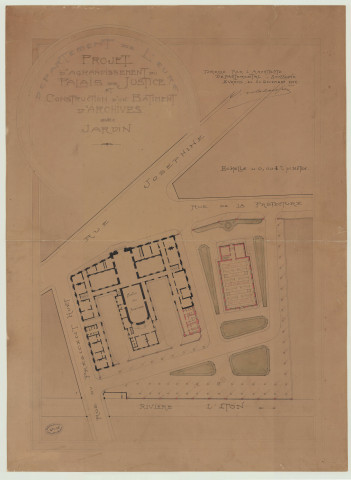 Evreux _Archives départementales _ "Projet d'agrandissement du Palais de justice et construction d'un bâtiment d'archives avec jardin".