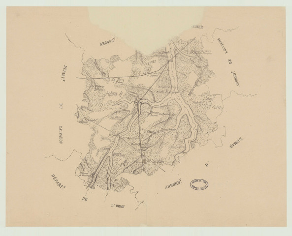 Carte des monuments mégalithiques de l'arrondissement de Bernay