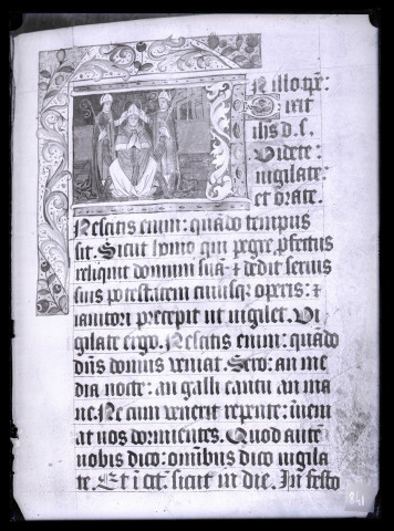 Bibliothèque Sainte-Geneviève de Paris, miniature représentant un sacre d'évêque.