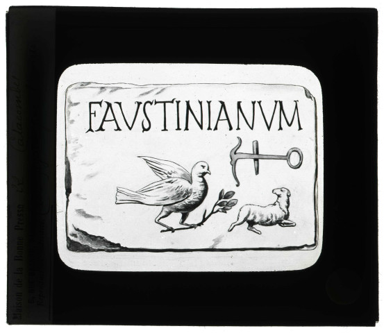 Dessin d'une Croix figurée aux catacombes de Rome (Italie).