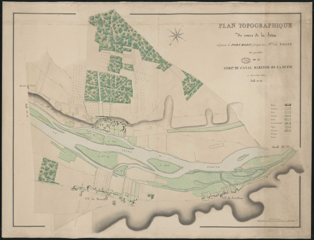 Cours de la Seine de Tosny à Vézillon - "Plan topographique du cours de la Seine depuis Port Morin jusqu'au moulin de Tosny. Feuille n°24".