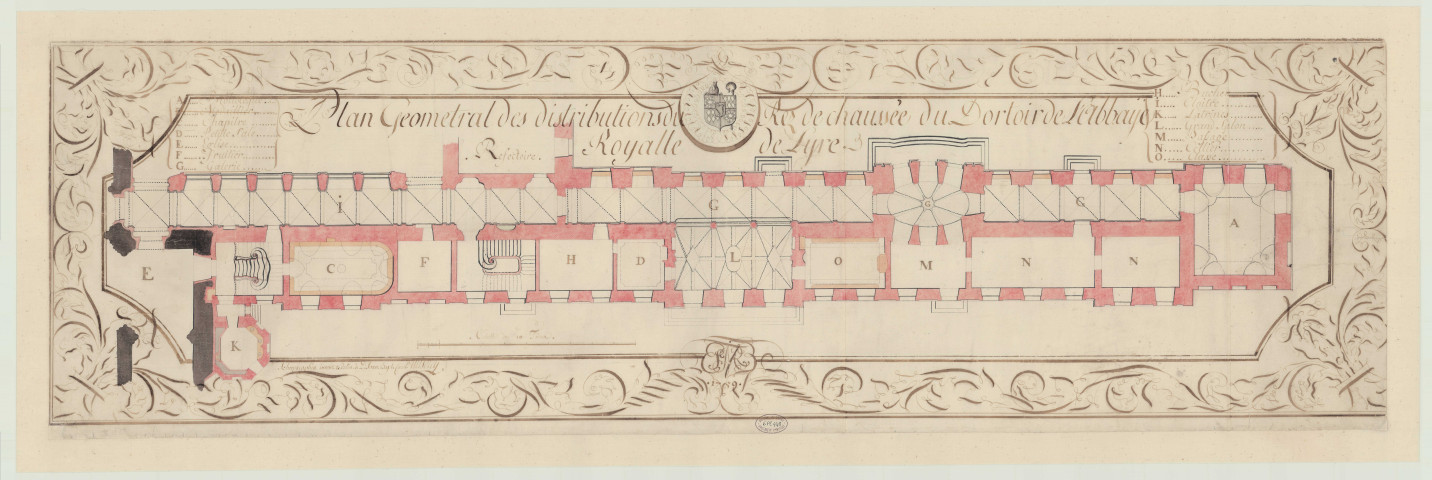 Vieille-Lyre (La) _"Plan géométral des distributions du rez-de-chaussée du dortoir de l'abbaye royale de Lyre".