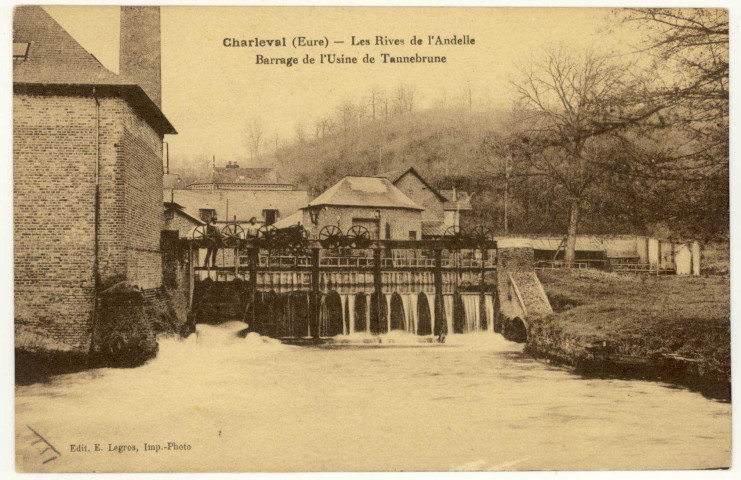 Charleval. Les Rives de l'Andelle-Barrage de l'Usine de Tannebrune.