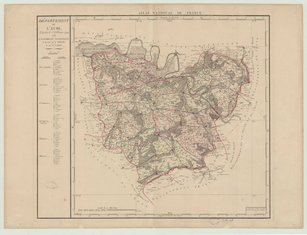 Carte du département de l'Eure décrété le 1e février 1790 par l'Assemblée Nationale