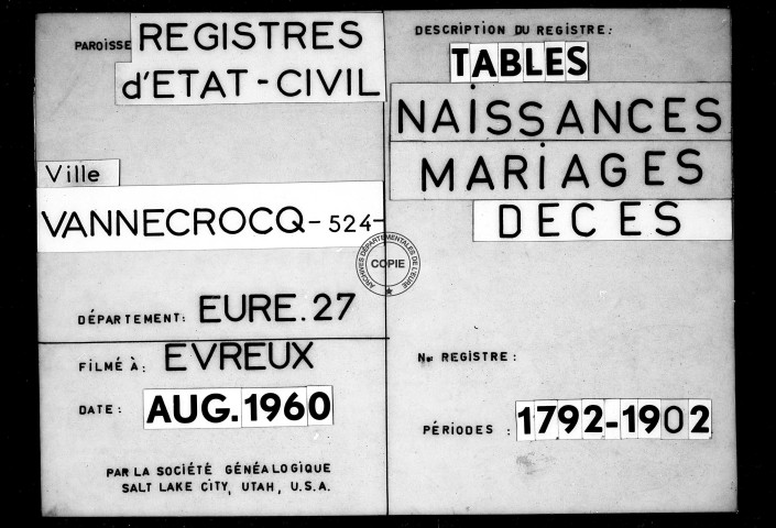 Tables (1792-1902)