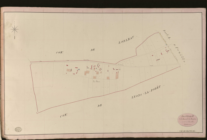 Beauficel-en-Lyons. Section D _ de la Barre et de la Bouvetière _ 1re de 3 Feuilles