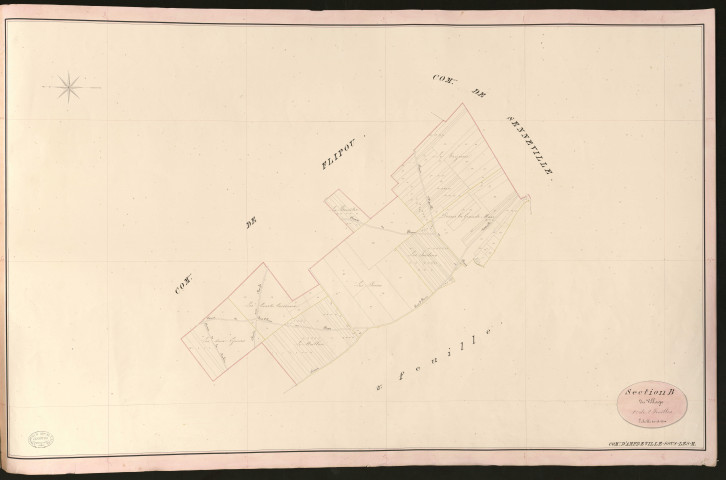 Amfreville-sous-les-Monts. Section B _ du Village _ 1re de 2 Feuilles
